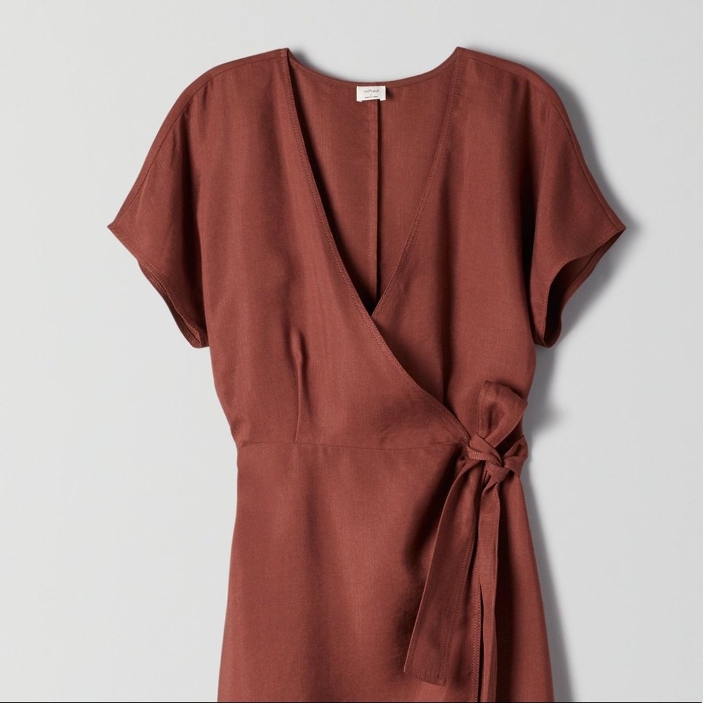 Aritzia Wilfred Madalene Dress in Rust